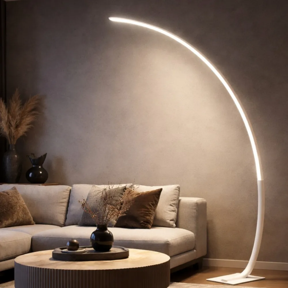Lampade Da Terra-Ondaluce Lampada ad arco pt keep bianca led 30w 3000k dimmerabile moderna