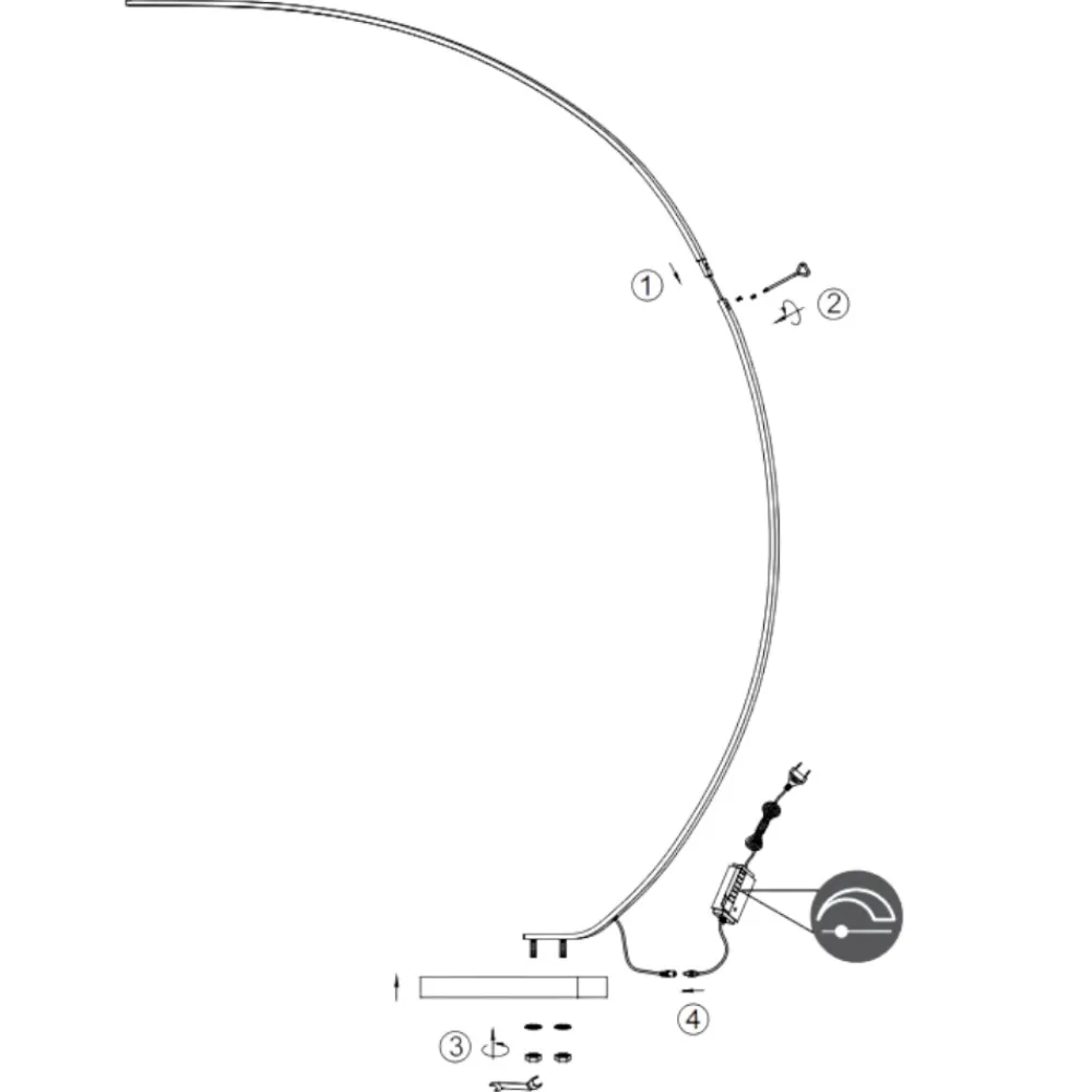 Lampade Da Terra-Selezionato da Mazzolaluce Lampada arco moderna nera led 3000k dimmerabile h180 cm