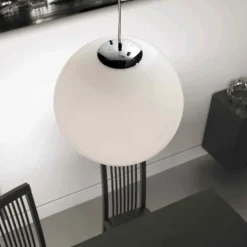 Lampade A Sospensione-Selezionato da Mazzolaluce Lampada a sospensione boccia 30cm vetro bianco lucido 30cm