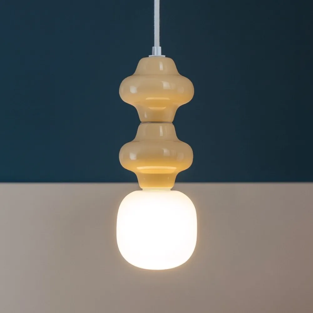 Lampade A Sospensione-Selezionato da Mazzolaluce Lampada a sospensione ceramica giallo pastello design moderna