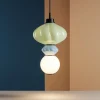 Lampade A Sospensione-Selezionato da Mazzolaluce Lampada a sospensione ceramica colorata led 3000k vetro verde blu