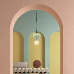 Lampade A Sospensione-Selezionato da Mazzolaluce Lampada a sospensione ceramica colorata led 3000k vetro verde blu