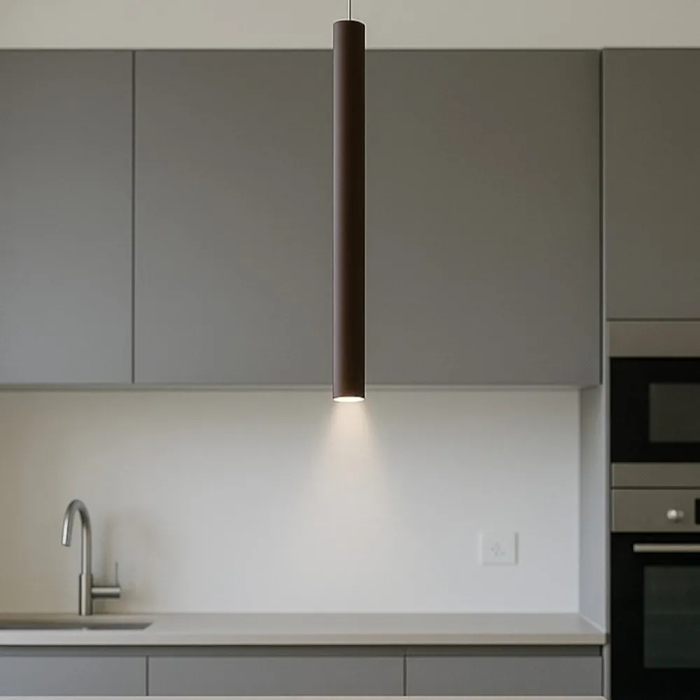Lampade A Sospensione-Selezionato da Mazzolaluce Lampada a sospensione cilindro marrone corten led 6w 3000k