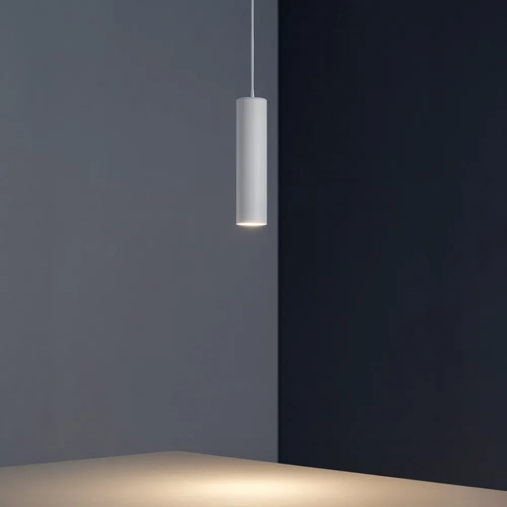 Lampade A Sospensione-Selezionato da Mazzolaluce Lampada a sospensione cilindro bianco per isola cucina
