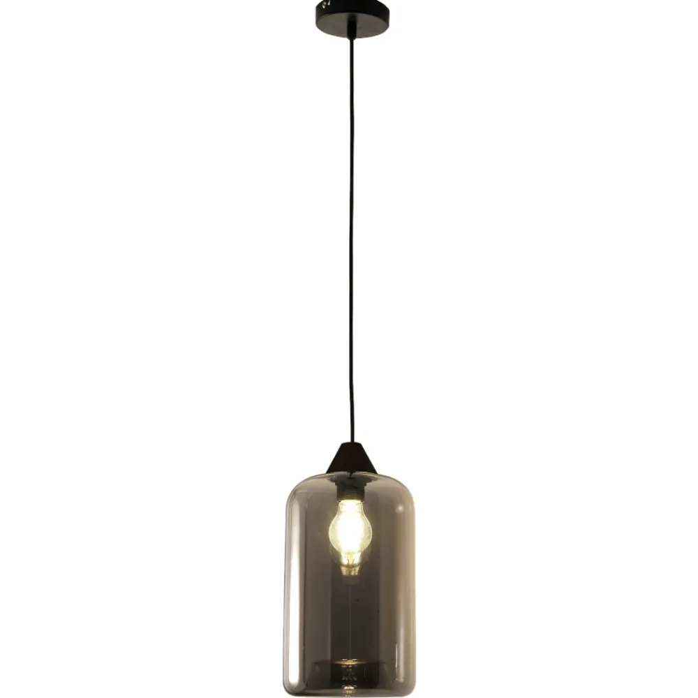 Lampade A Sospensione-Fabas Luce Lampada a sospensione cilindro in vetro fume silo
