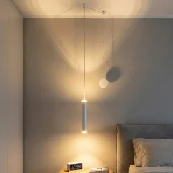 Lampade A Sospensione-Fabas Luce Lampada a sospensione cilindro bianco led biemissione prado