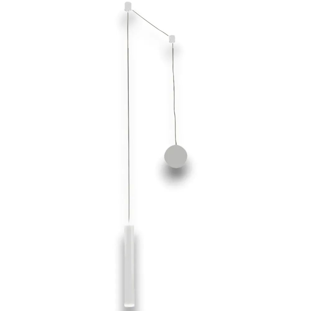 Lampade A Sospensione-Fabas Luce Lampada a sospensione cilindro bianco led biemissione prado