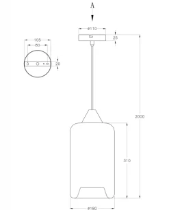 Lampade A Sospensione-Fabas Luce Lampada a sospensione cilindro di vetro ambra silo