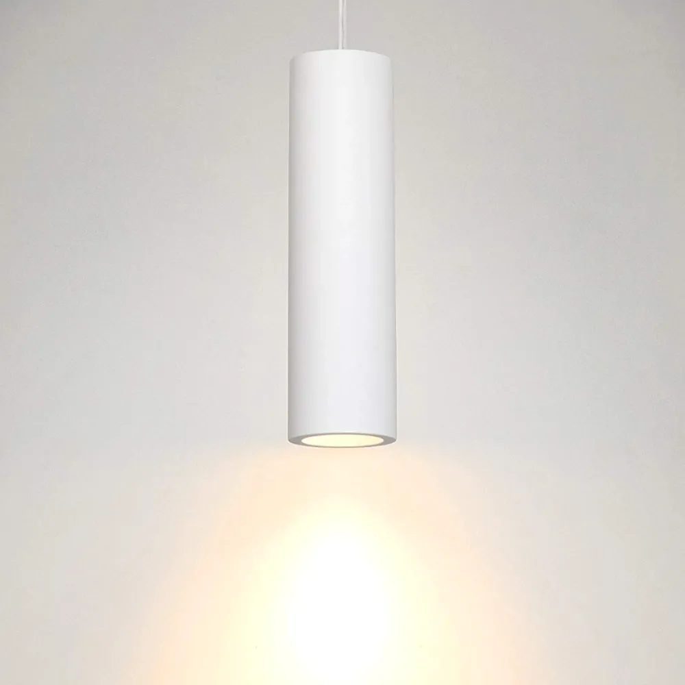 Lampade A Sospensione-Selezionato da Mazzolaluce Lampada a sospensione cilindro di gesso bianco