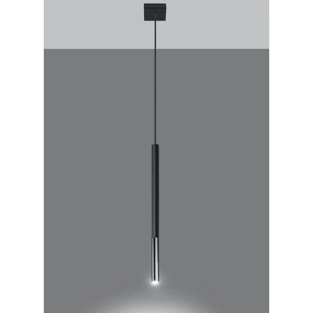 Lampade A Sospensione-Selezionato da Mazzolaluce Lampada a sospensione cilindro nero cromo per isola