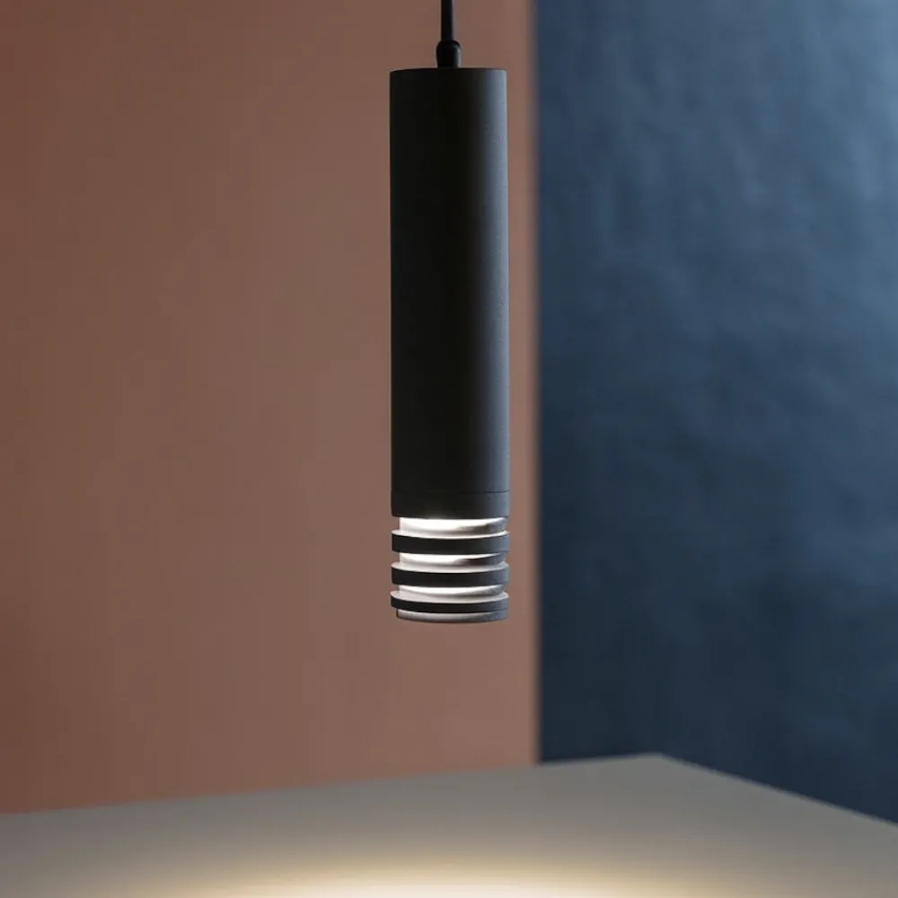 Lampade A Sospensione-Gea Luce Lampada a sospensione cilindro di nero emily