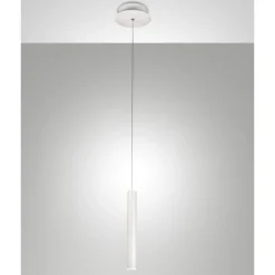 Lampade A Sospensione-Fabas Luce Lampada a sospensione cilindrica bianca led biemissione prado