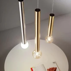 Lampade A Sospensione-Linea Light Lampada a sospensione cilindro cromo h30 e27 birba