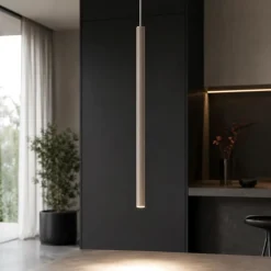 Lampade A Sospensione-Selezionato da Mazzolaluce Lampada a sospensione cilindro rigato marrone 75 cm