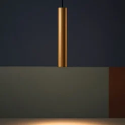 Lampade A Sospensione-Ondaluce Lampada a sospensione cilindro oro so filo h25 cm