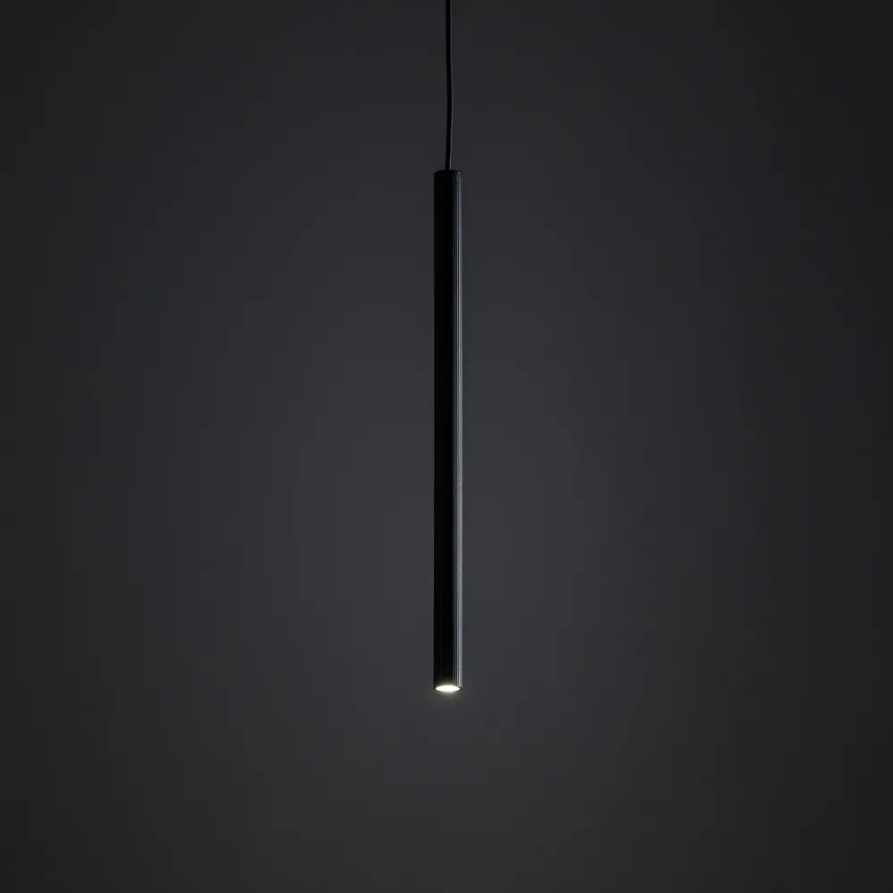 Lampade A Sospensione-Selezionato da Mazzolaluce Lampada a sospensione cilindro nero 50 cm rigato per isola cucina