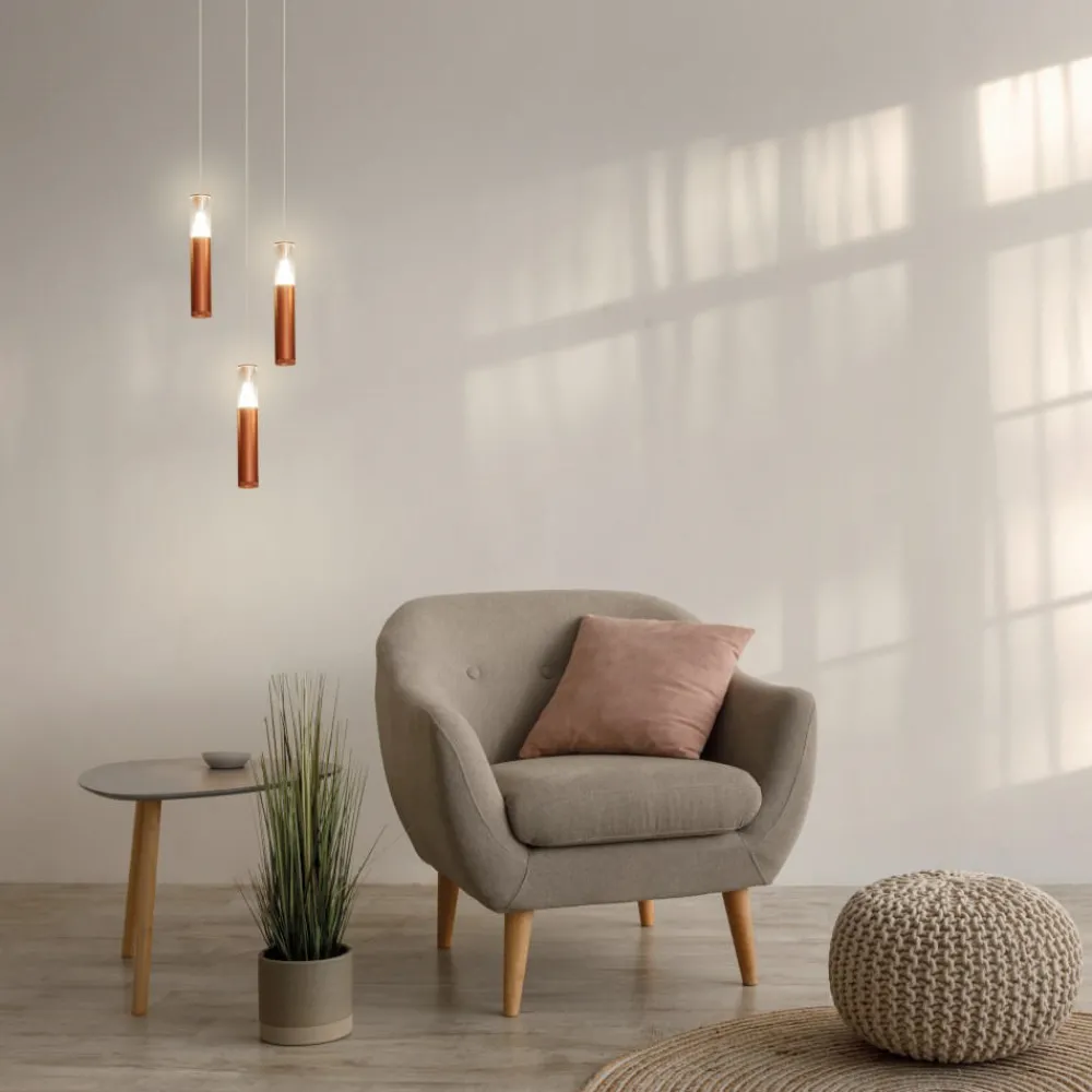 Lampade A Sospensione-Selezionato da Mazzolaluce Lampada a sospensione cilindro design oro rosa led 7w 3000k
