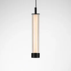Lampade A Sospensione-Selezionato da Mazzolaluce Lampada a sospensione cilindro rigato in vetro led 14w 2700k-3000k