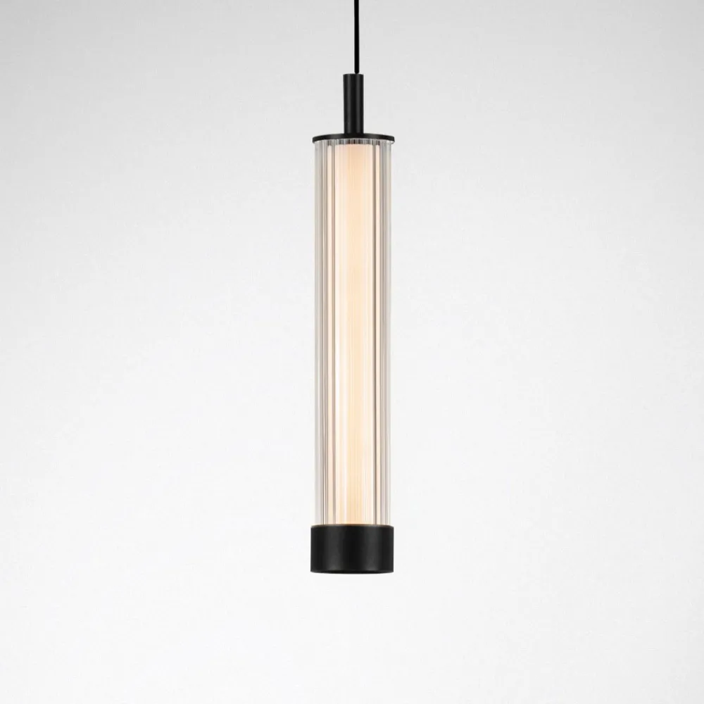 Lampade A Sospensione-Selezionato da Mazzolaluce Lampada a sospensione cilindro rigato in vetro led 14w 2700k-3000k