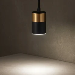 Lampade A Sospensione-Selezionato da Mazzolaluce Lampada a sospensione cilindro nero oro pendente comodino