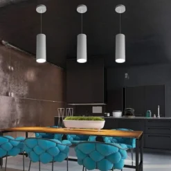Lampade A Sospensione-Top Light Lampada a sospensione cilindro grigio shape