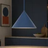 Lampade A Sospensione-Selezionato da Mazzolaluce Lampada a sospensione 26 cm cono metallo blu per cucina moderna