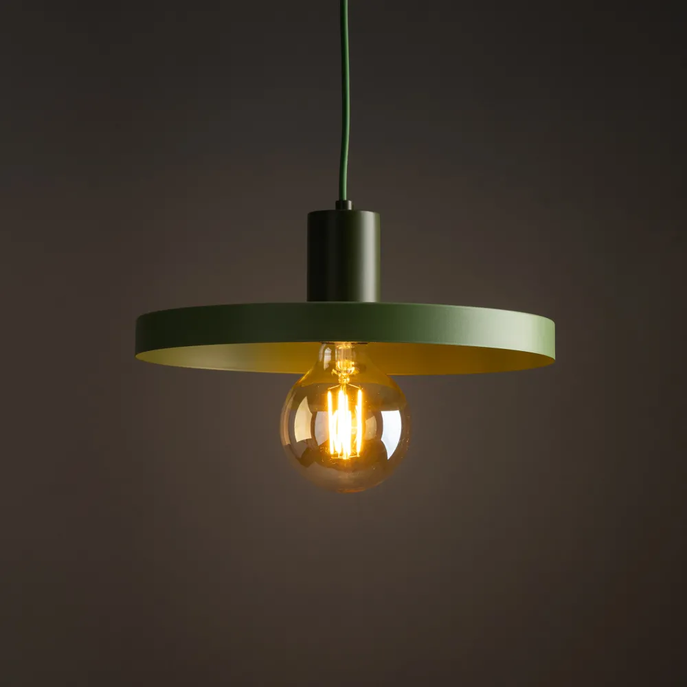 Lampade A Sospensione-Selezionato da Mazzolaluce Lampada a sospensione 30 cm disco verde in metallo design moderna