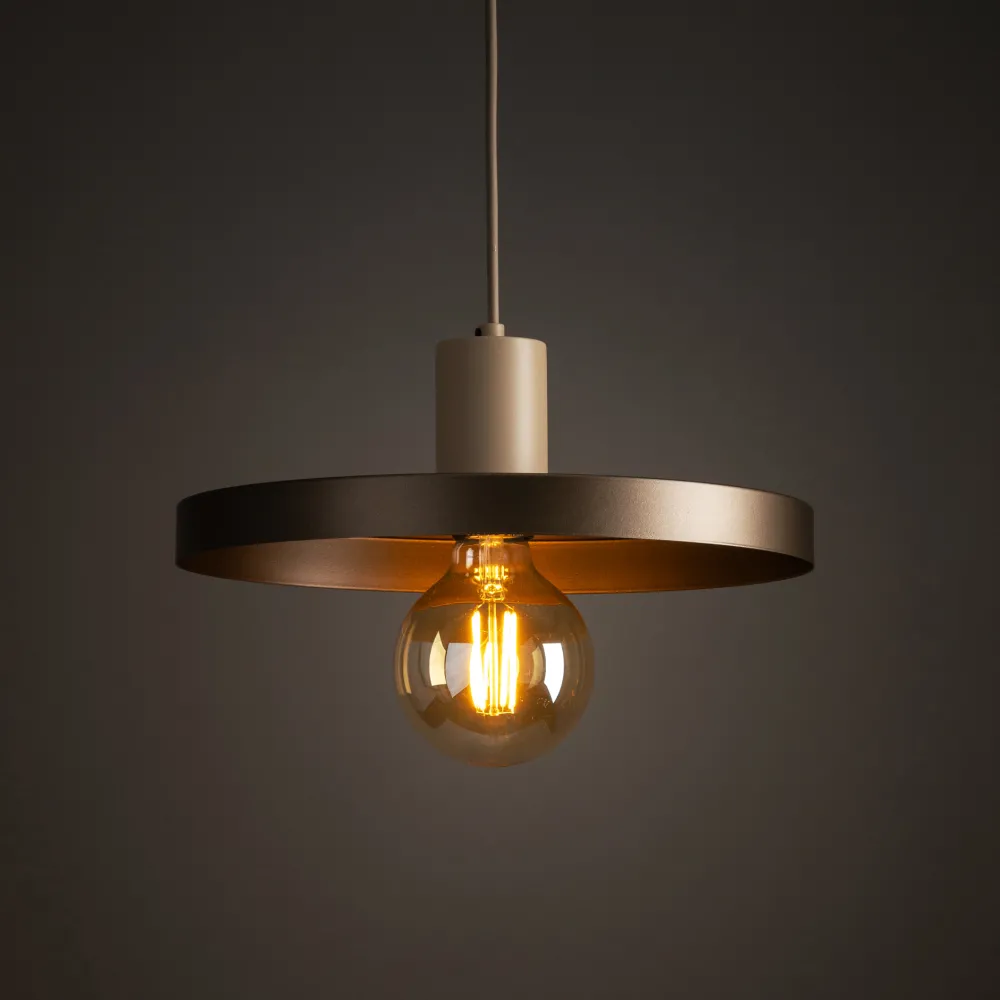 Lampade A Sospensione-Selezionato da Mazzolaluce Lampada a sospensione 30 cm disco di metallo marrone sabbia