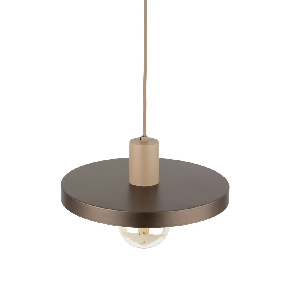 Lampade A Sospensione-Selezionato da Mazzolaluce Lampada a sospensione 30 cm disco di metallo marrone sabbia