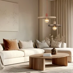 Lampade A Sospensione-Selezionato da Mazzolaluce Lampada a sospensione 30 cm disco di metallo marrone sabbia