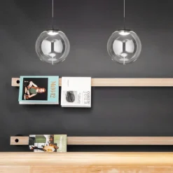 Lampade A Sospensione-Fabas Luce Lampada a sospensione 15cm led sfera di vetro ariel
