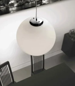 Lampade A Sospensione-Selezionato da Mazzolaluce Lampada a sospensione 15cm sfera boccia vetro bianco lucido