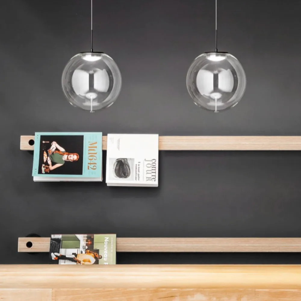Lampade A Sospensione-Fabas Luce Lampada a sospensione 25cm sfera di vetro trasparente ariel