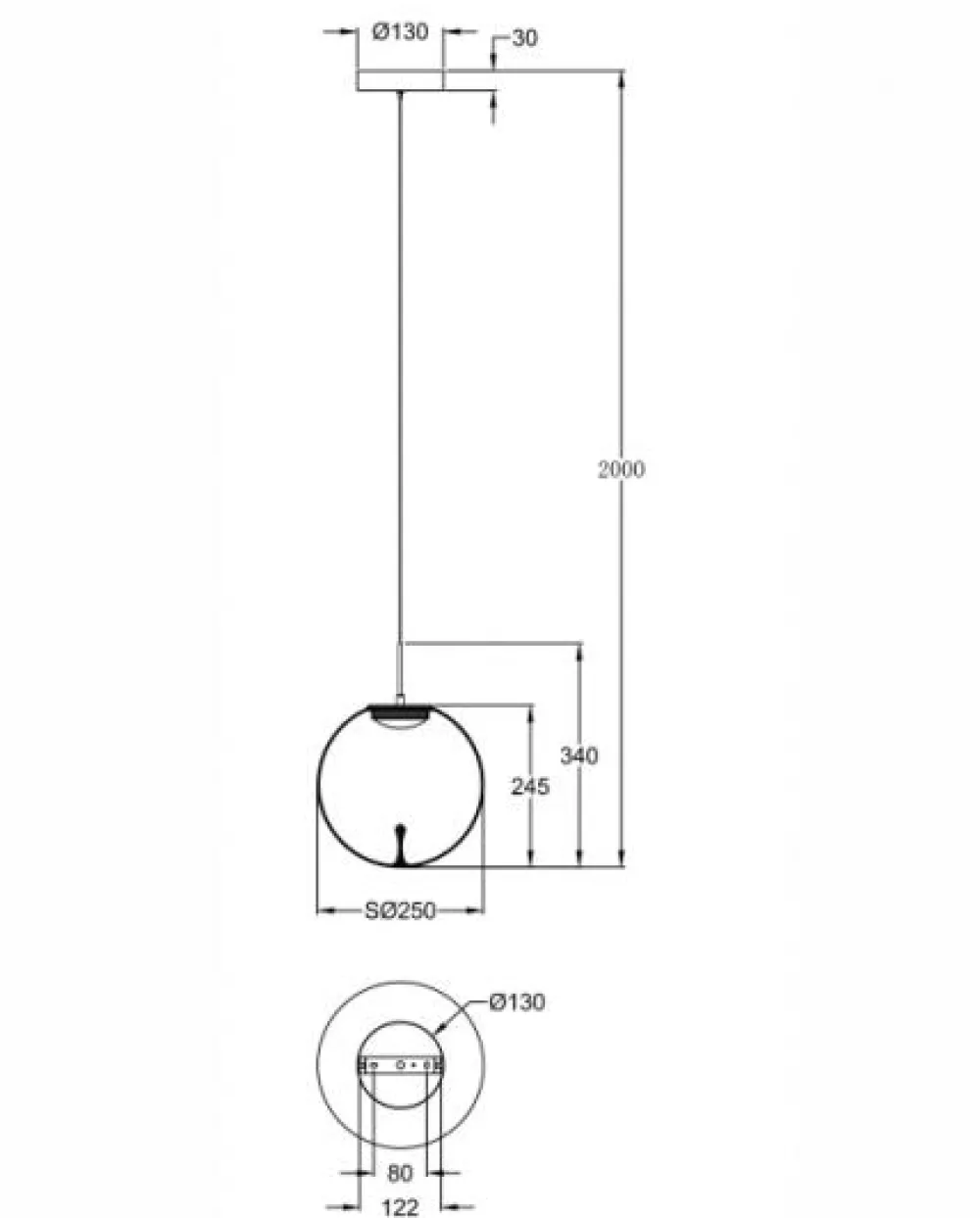 Lampade A Sospensione-Fabas Luce Lampada a sospensione 25cm sfera di vetro trasparente ariel