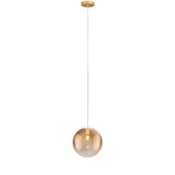 Lampade A Sospensione-Selezionato da Mazzolaluce Lampada a sospensione 25cm sfera vetro ambra sfumato top light