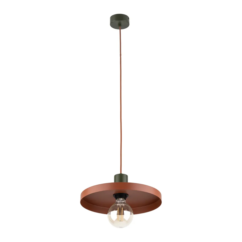 Lampade A Sospensione-Selezionato da Mazzolaluce Lampada a sospensione 30 cm verde mattone disco di metallo