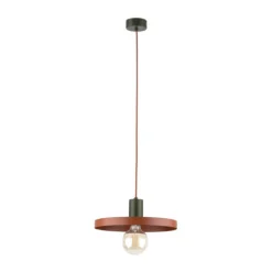 Lampade A Sospensione-Selezionato da Mazzolaluce Lampada a sospensione 30 cm verde mattone disco di metallo
