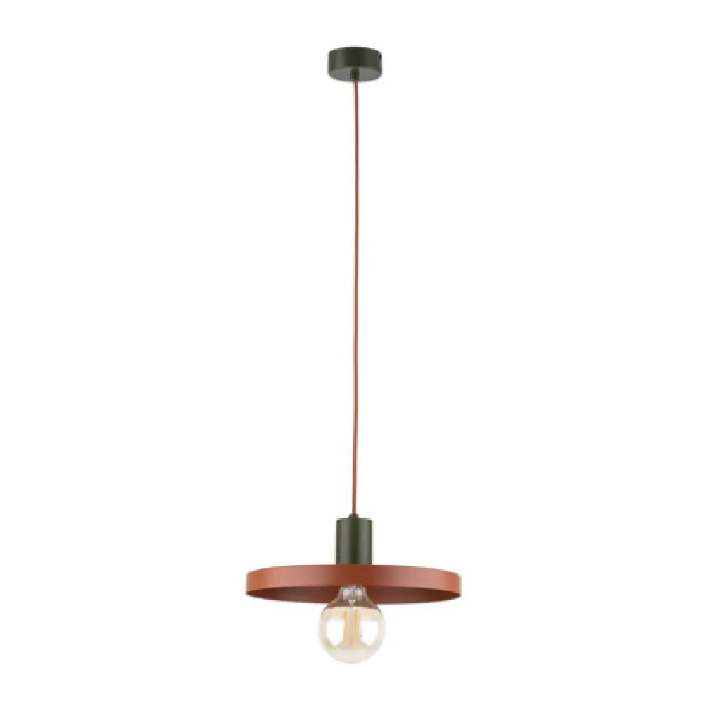 Lampade A Sospensione-Selezionato da Mazzolaluce Lampada a sospensione 30 cm verde mattone disco di metallo