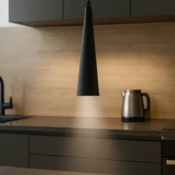 Lampade A Sospensione-Ondaluce Lampada a sospensione conica in metallo nero gu10 ondalu noa