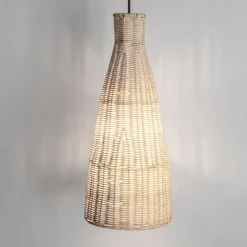 Lampade A Sospensione-Selezionato da Mazzolaluce Lampada a sospensione cono di rattan naturale per isola cucina