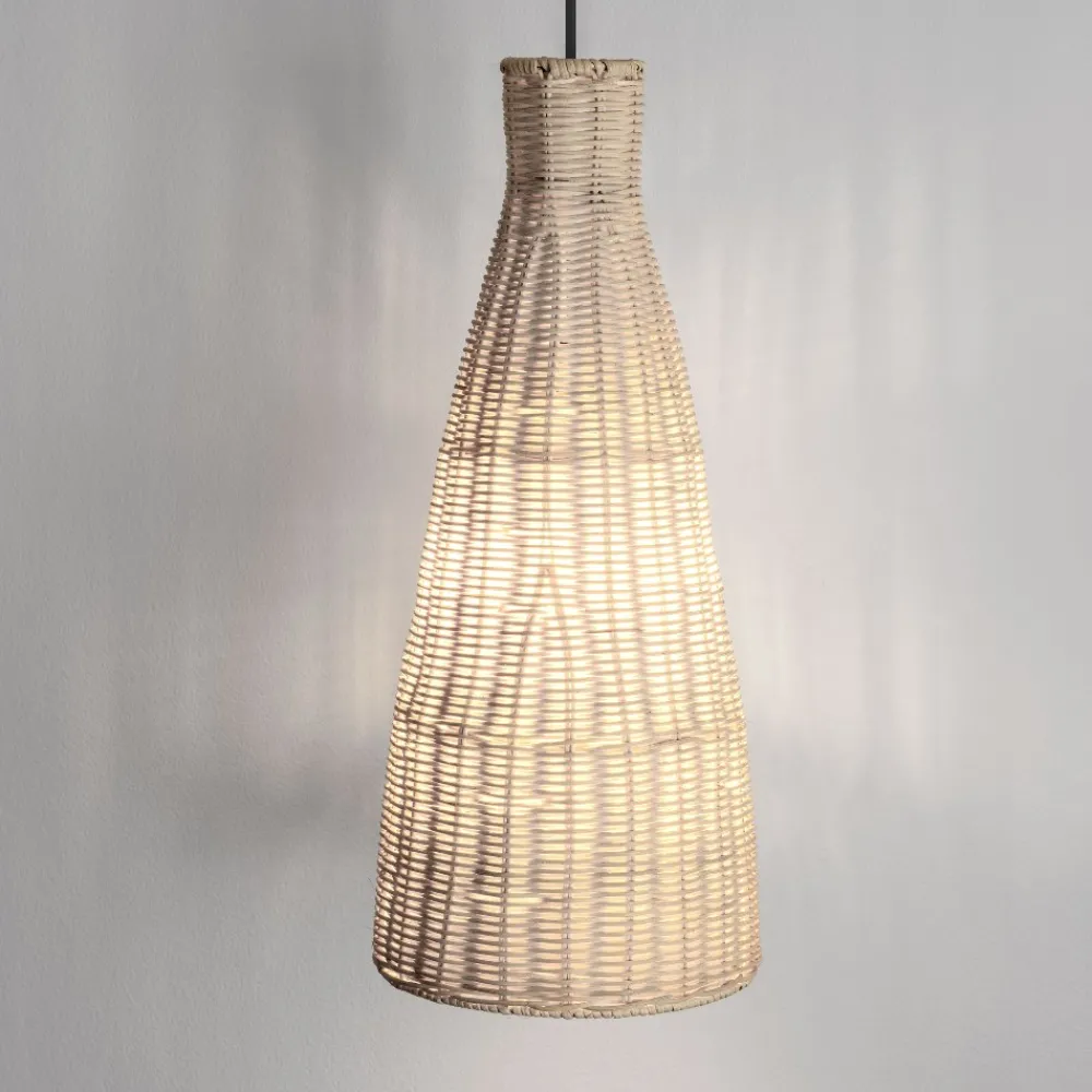 Lampade A Sospensione-Selezionato da Mazzolaluce Lampada a sospensione cono di rattan naturale per isola cucina