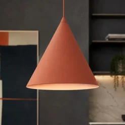 Lampade A Sospensione-Selezionato da Mazzolaluce Lampada a sospensione cono metallo colore mattone 25 cm per cucina
