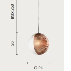Lampade A Sospensione-Ondaluce Lampada a sospensione contemporanea vetro 24cm rame bella