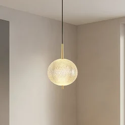 Lampade A Sospensione-Selezionato da Mazzolaluce Lampada a sospensione contemporanea vetro decorato led cct dimmerabile oro
