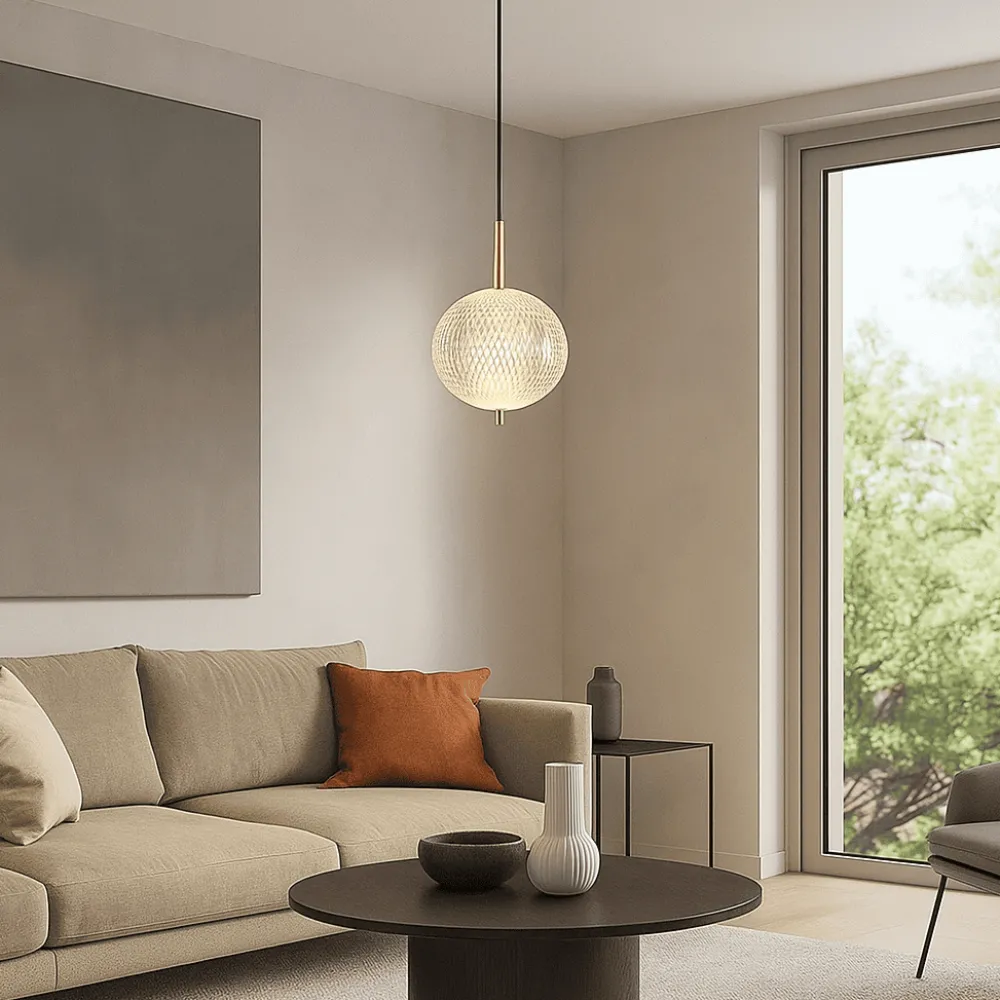 Lampade A Sospensione-Selezionato da Mazzolaluce Lampada a sospensione contemporanea vetro decorato led cct dimmerabile oro