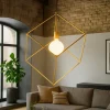 Lampade A Sospensione-Perenz Illuminazione Lampada a sospensione cubo in metallo oro per isola perenz
