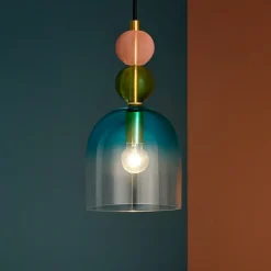 Lampade A Sospensione-Selezionato da Mazzolaluce Lampada a sospensione da comodino per camera da letto vetro bul verde rosa