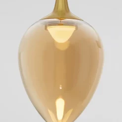 Lampade A Sospensione-Selezionato da Mazzolaluce Lampada a sospensione da cucina moderna in vetro ambrato led 3000k