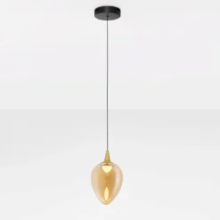 Lampade A Sospensione-Selezionato da Mazzolaluce Lampada a sospensione da cucina moderna in vetro ambrato led 3000k