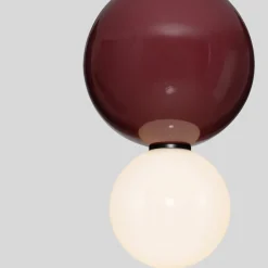 Lampade A Sospensione-Selezionato da Mazzolaluce Lampada a sospensione da cucina sfera vetro cporcellana bordeaux led 3000k